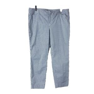 Old Navy Pixie Pants Chino Ankle Mid Rise Blue White Stripe Women’s Plus Size 16